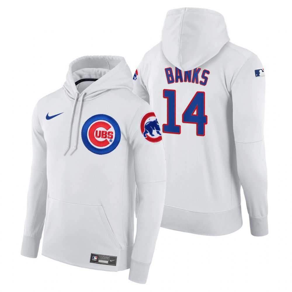 Men Chicago Cubs 14 Banks white home hoodie 2021 MLB Nike Jerseys